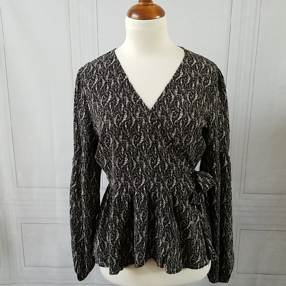 Orange Creek Floral Wrap Blouse